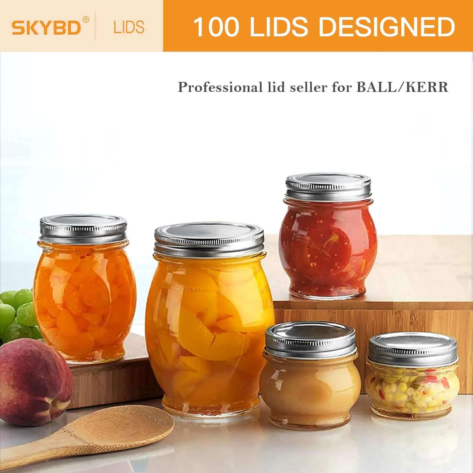 SkyBD tapas sellado aire 70mm, ideal para conservar mermeladas y frutas.