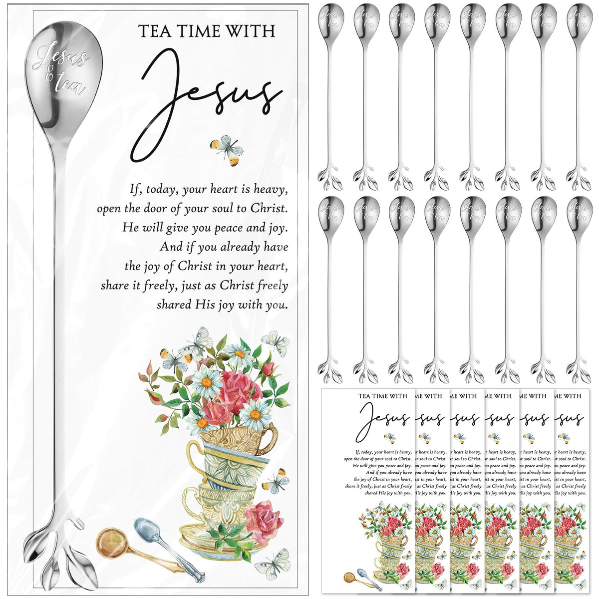 Skybooly cucharas de té cristianas en forma de hoja para momentos de oración