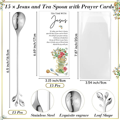 Tarjetas de oración Jesús acompañando cada juego de cucharas Skybooly
