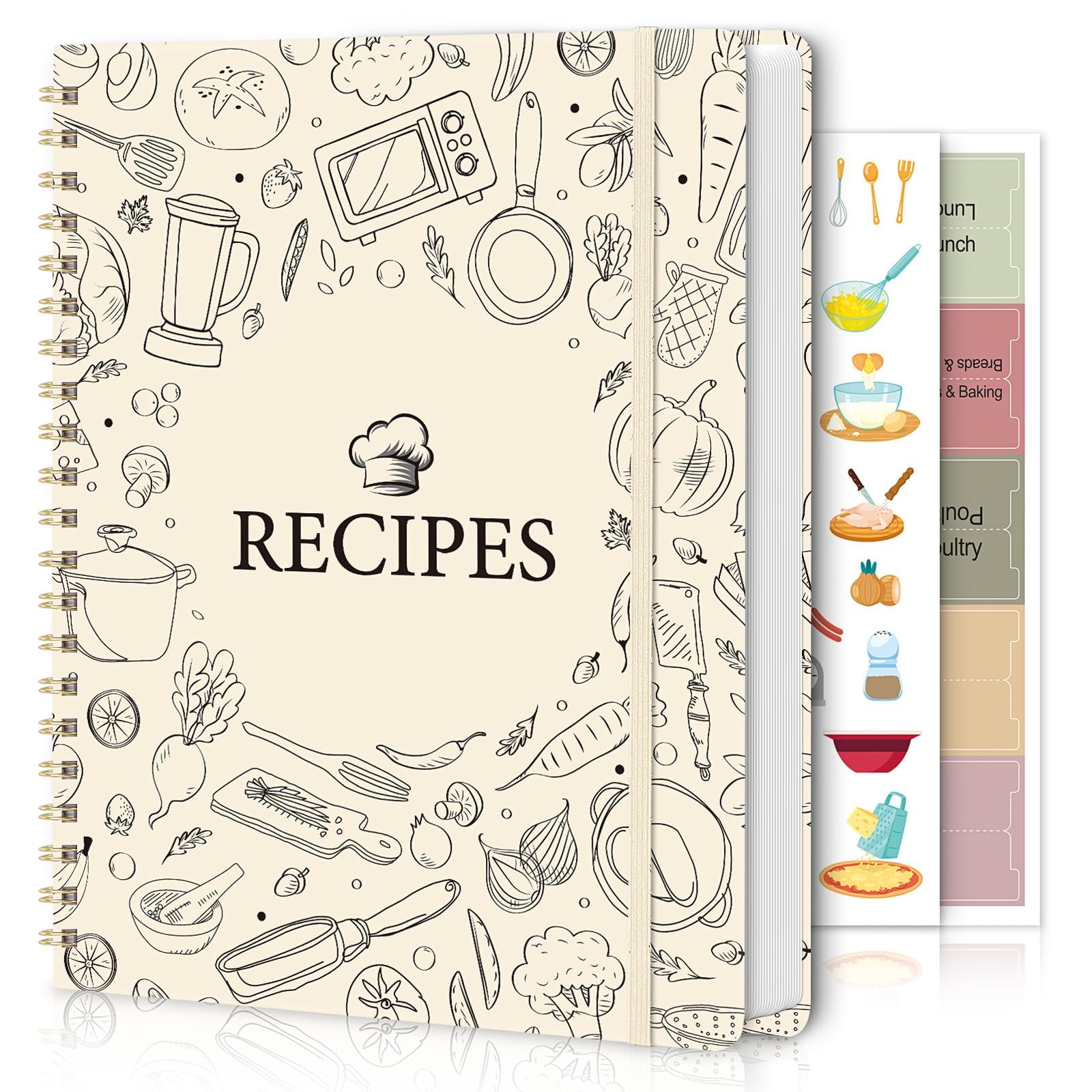 SKYDUE libro de recetas, portada dura, ideal para conservar recetas favoritas con estilo.