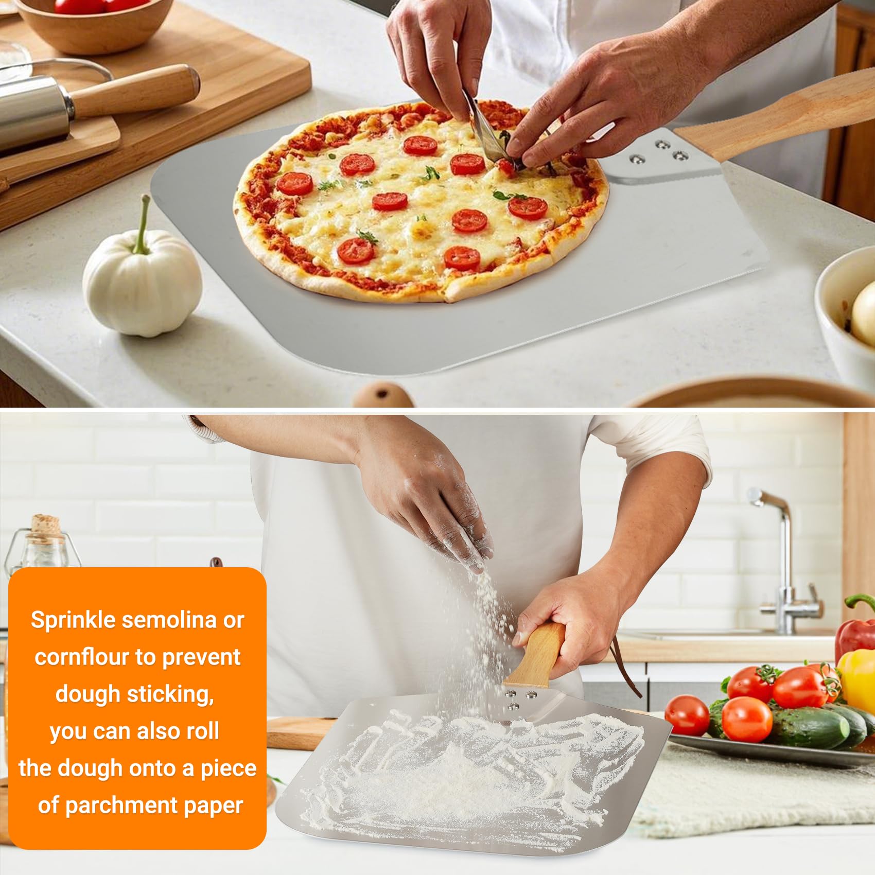 Skyflame cuerda-colgar-pala-pizza: almacenamiento práctico en la cocina.