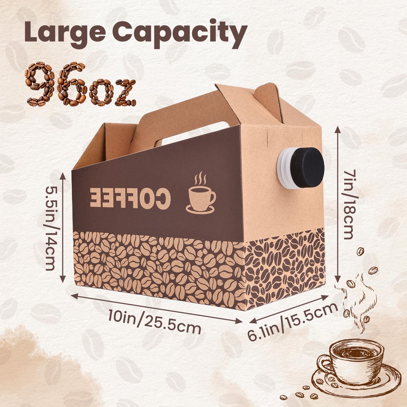 SkyJourney caja de café 96 onzas con tapa roscada, ideal para catering