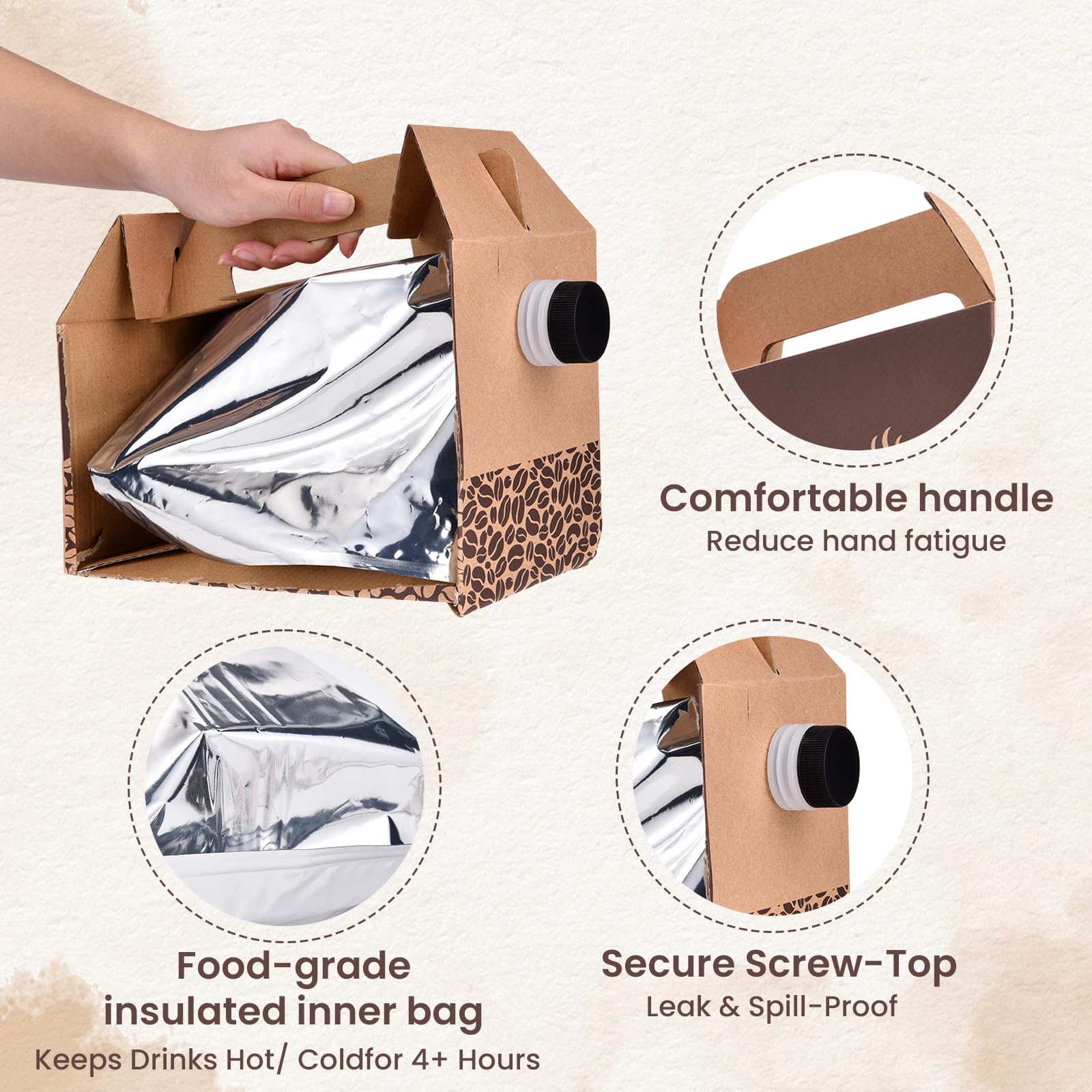 SkyJourney caja de café para catering con asa para traslado
