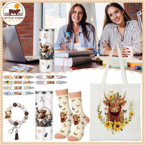 Bolso de lienzo Skylety con diseño floral de vaca para llevar lo imprescindible a diario.