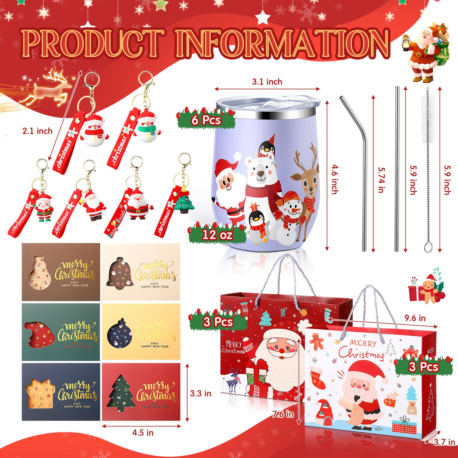 Canudos Skylety Navidad, 12 piezas para bebidas y regalos sostenibles