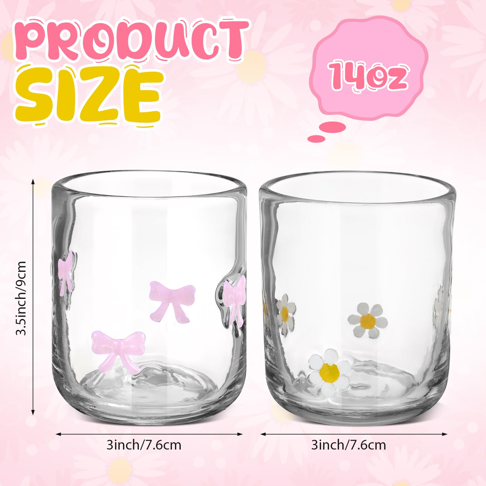 Skylety copa con Daisy amarilla, ideal para bebidas refrescantes.