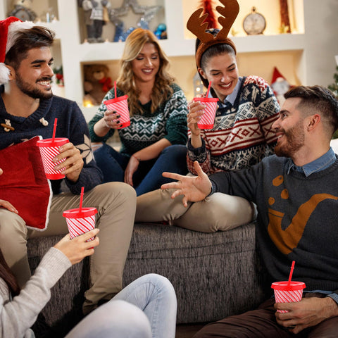 Copas navideñas Skylety 16 onzas, uso versátil para fiestas.