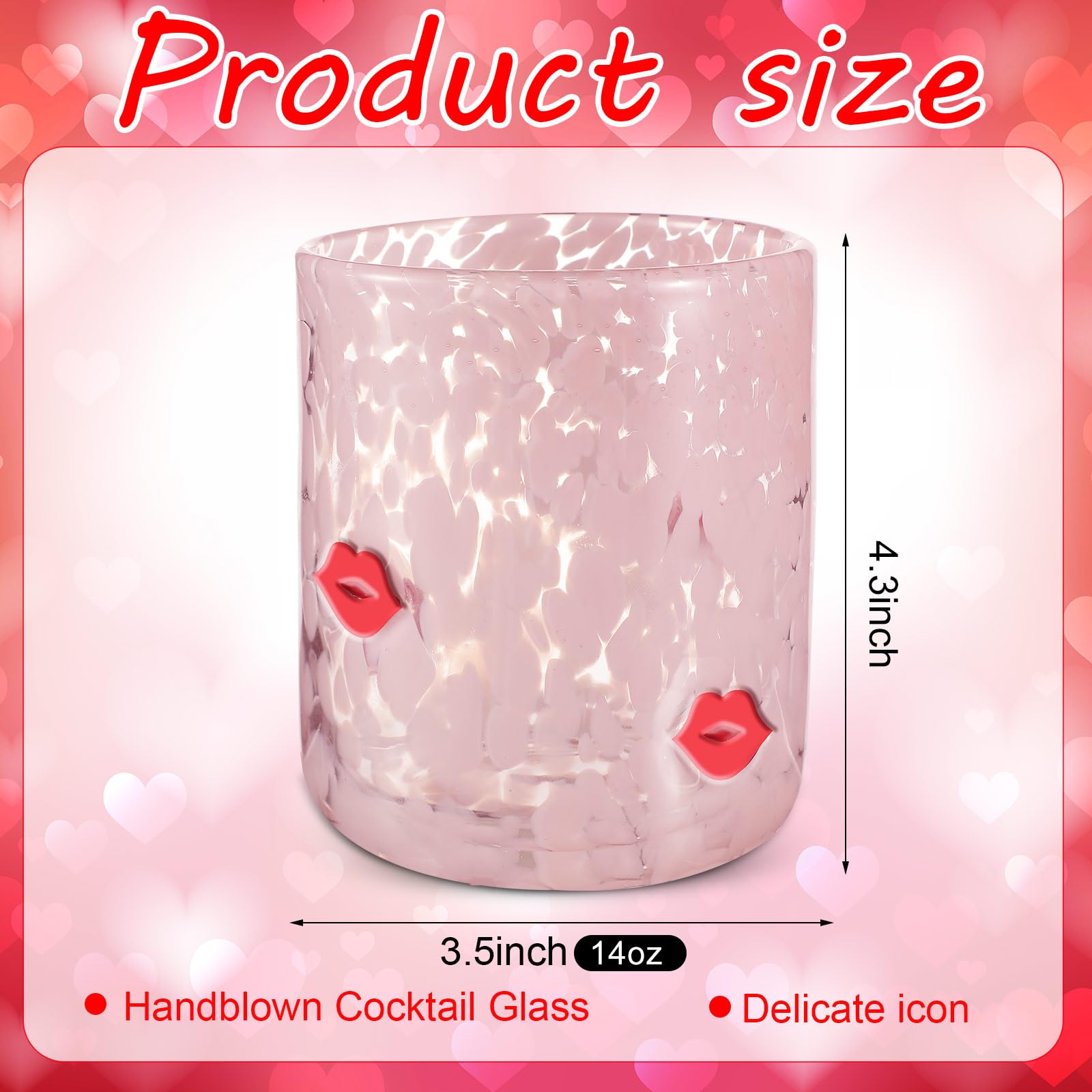 Copas Skylety de 14 oz con patrón Valentín para brindar.