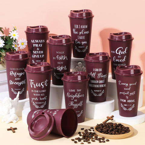 Vaso Skylety con diseño bíblico y versículos, apto para oficina y casa