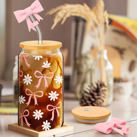 Diseño de lazo rosa en vaso reutilizable Skylety para regalar.