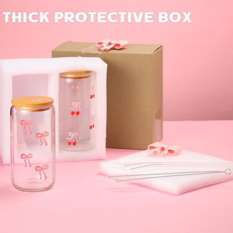 Juego de dos vasos Skylety con lazo rosa, diseño coqueta y práctico.