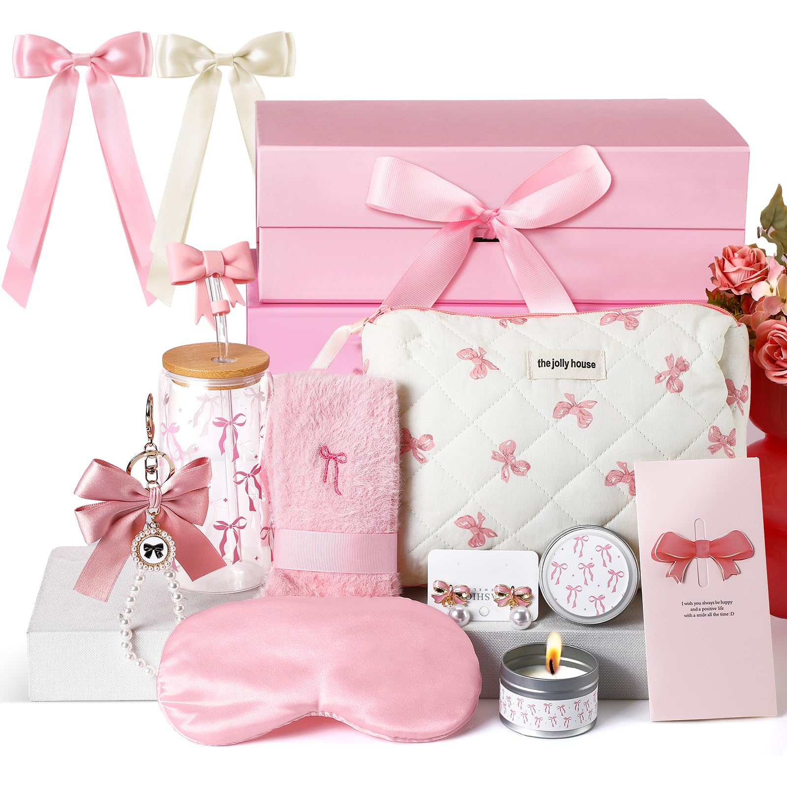 Skylety juego regalo lazo rosa, cesta ideal para cumpleaños y sorpresas.