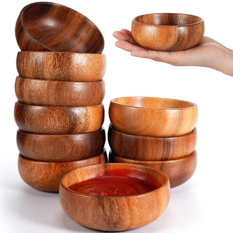 Tazones Skylety de acacia 4 pulgadas, ideales para aperitivos y condensar porciones.