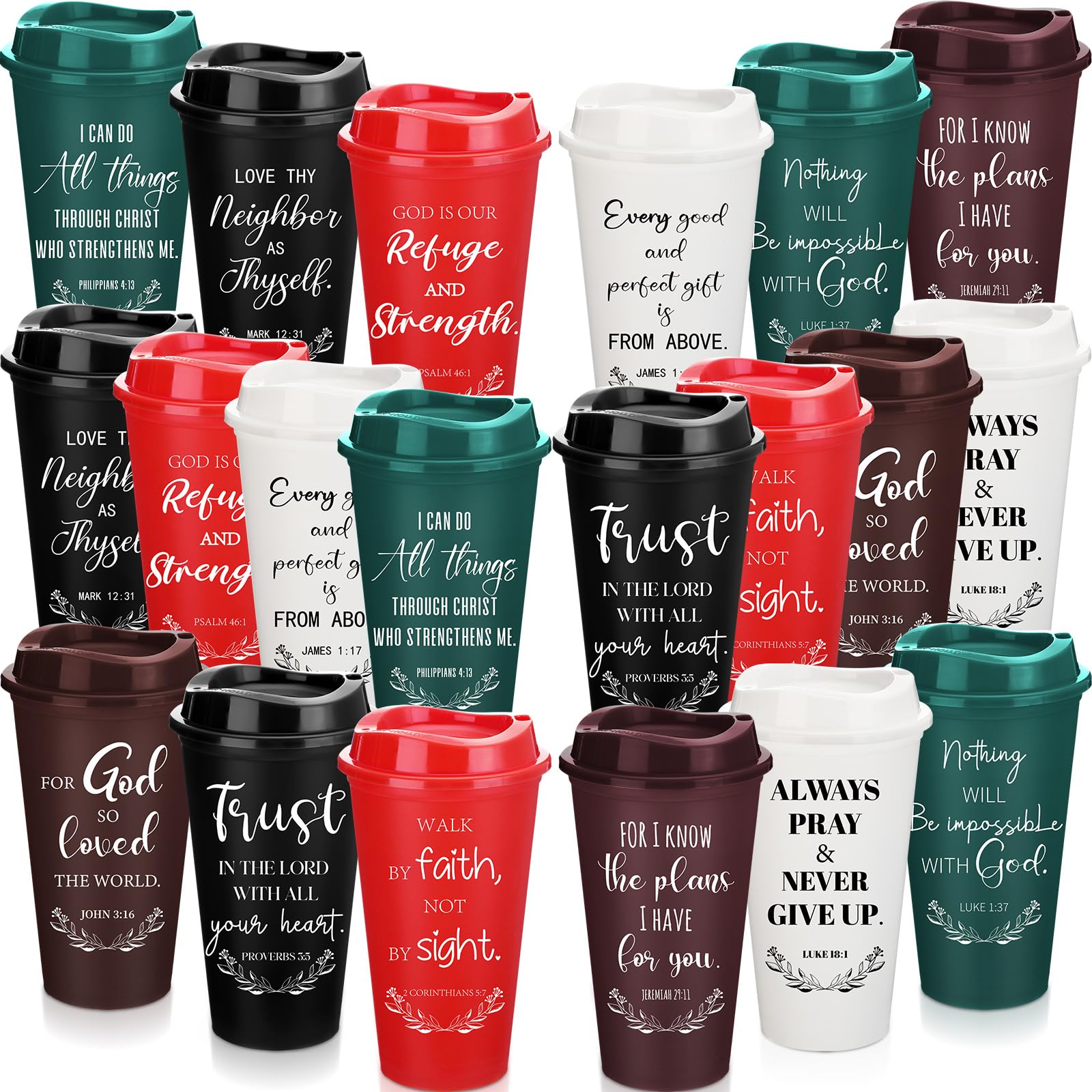 Skylety tumbler 16oz con versos bíblicos, ideal para uso diario y motivación espiritual.