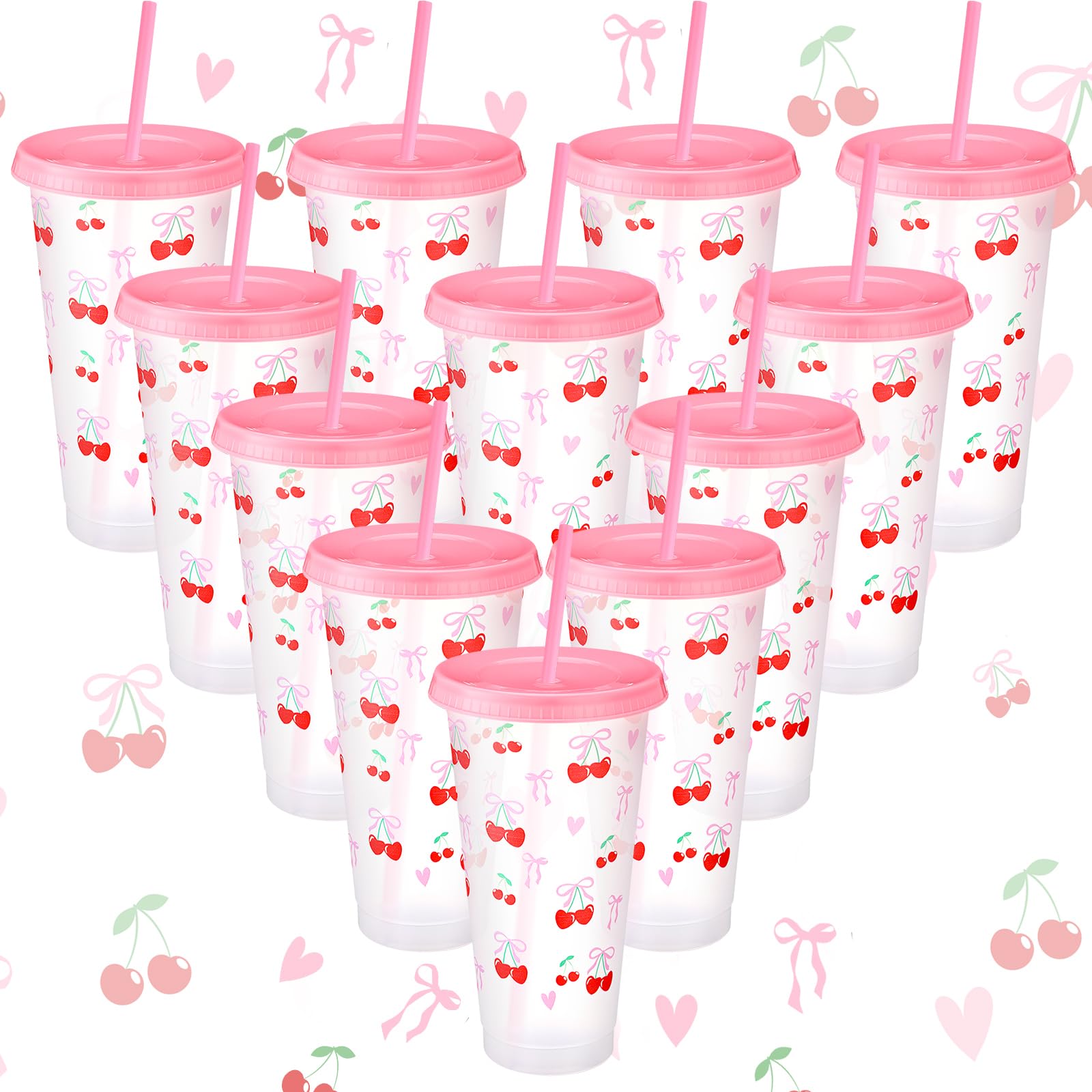 Vaso Skylety con lazo y cereza rosa, ideal para fiestas alegres.