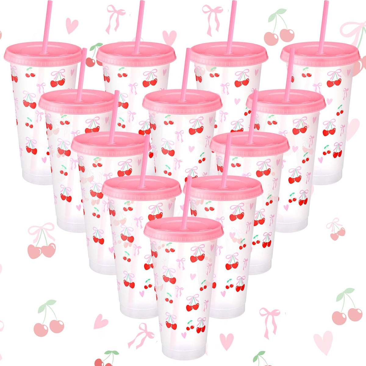 Vaso Skylety con lazo y cereza rosa, ideal para fiestas alegres.