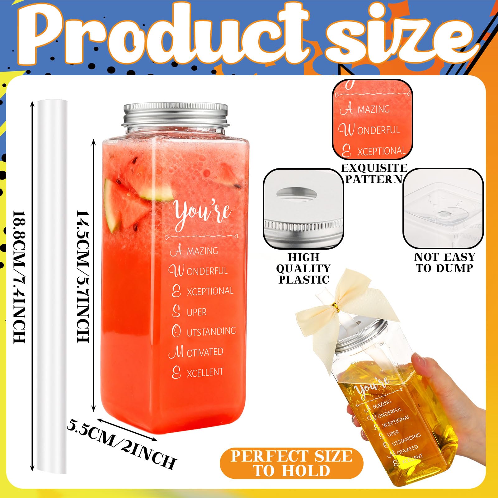 Vaso Skylety de 13,5 oz con pajitas, ideal para bebidas durante el día