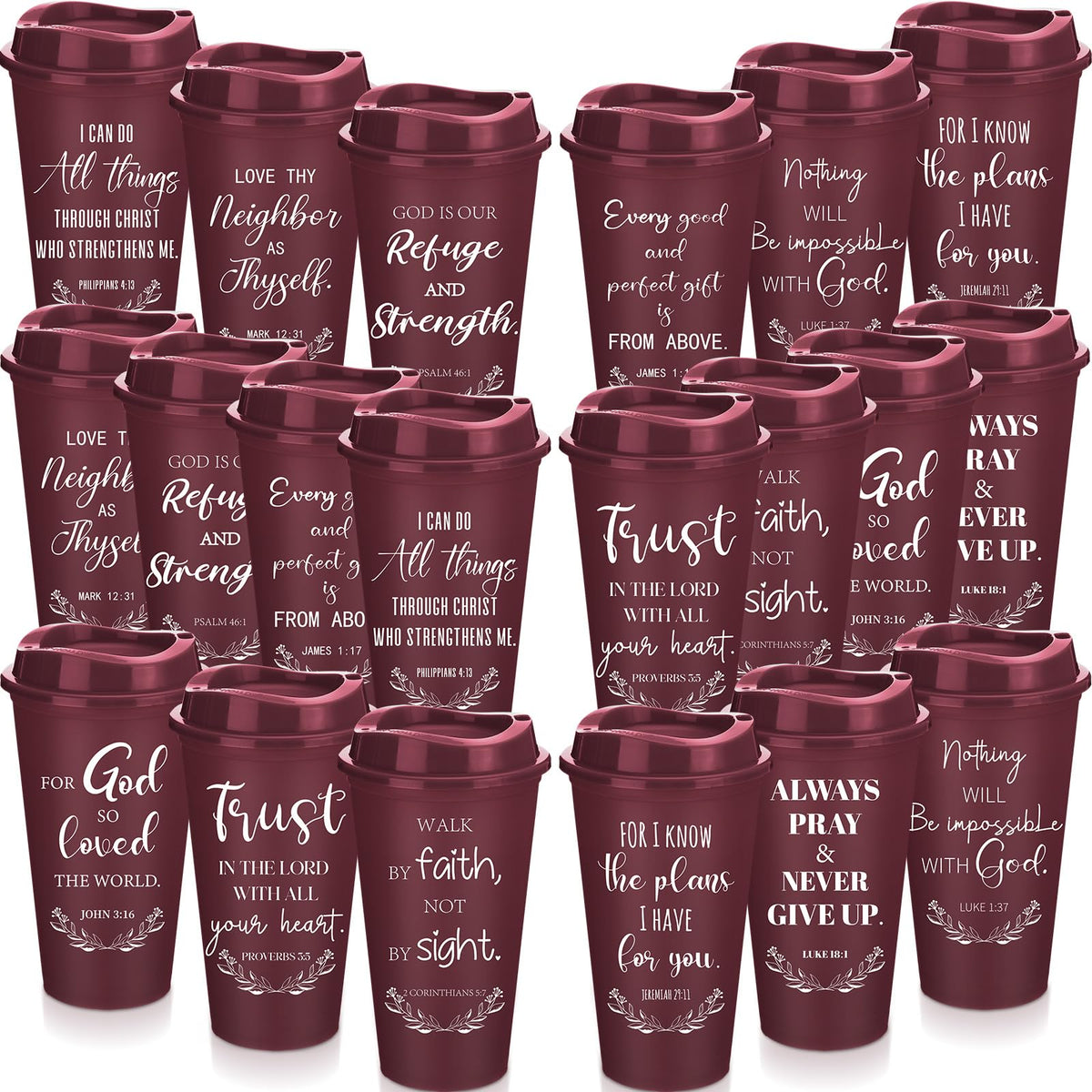 Vaso Skylety con biblia y versículos, tapa a prueba de fugas para bebidas