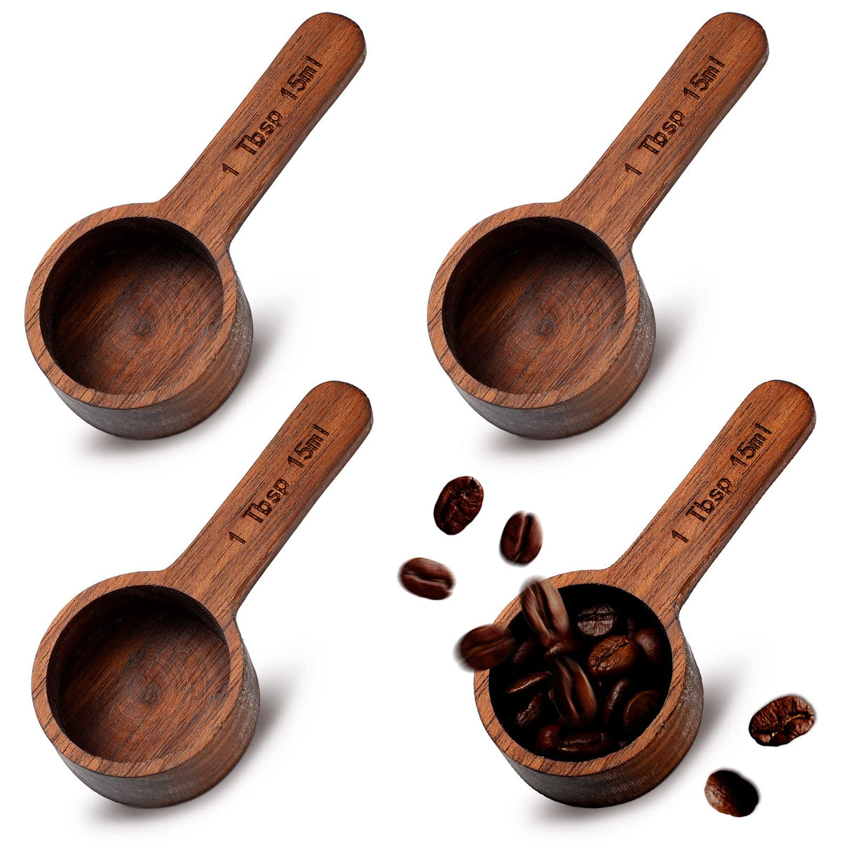Skyley Cucharita cafe madera 15 ml, mide porciones exactas para preparación de café.