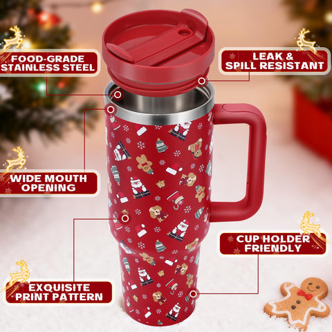 Skywerc taza termica navidad, tapa 2 en 1 para evitar derrames.