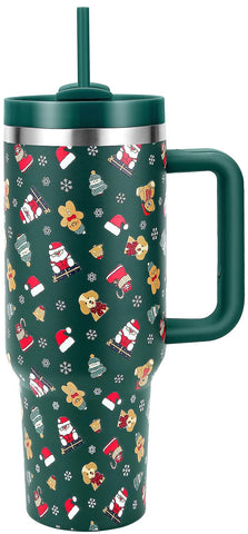Taza navideña Skywerc de 40 oz con asa, lista para fiestas y viajes.