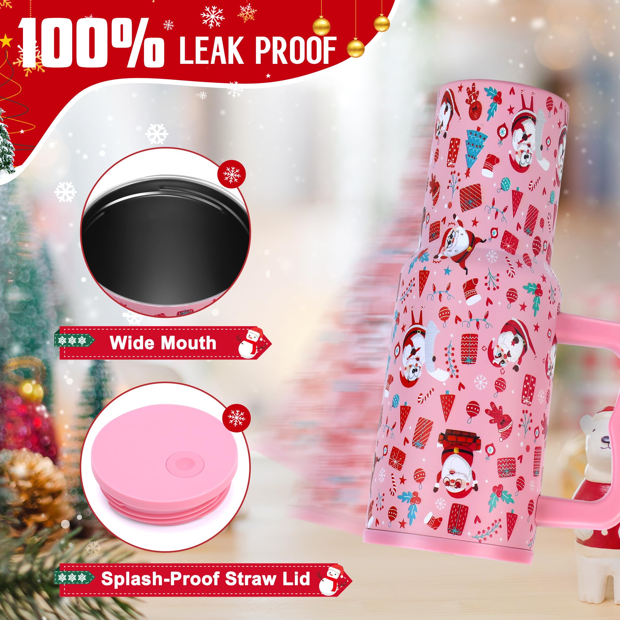 Skywerc taza térmica navidad 40oz con medias decorativas, regalo práctico.
