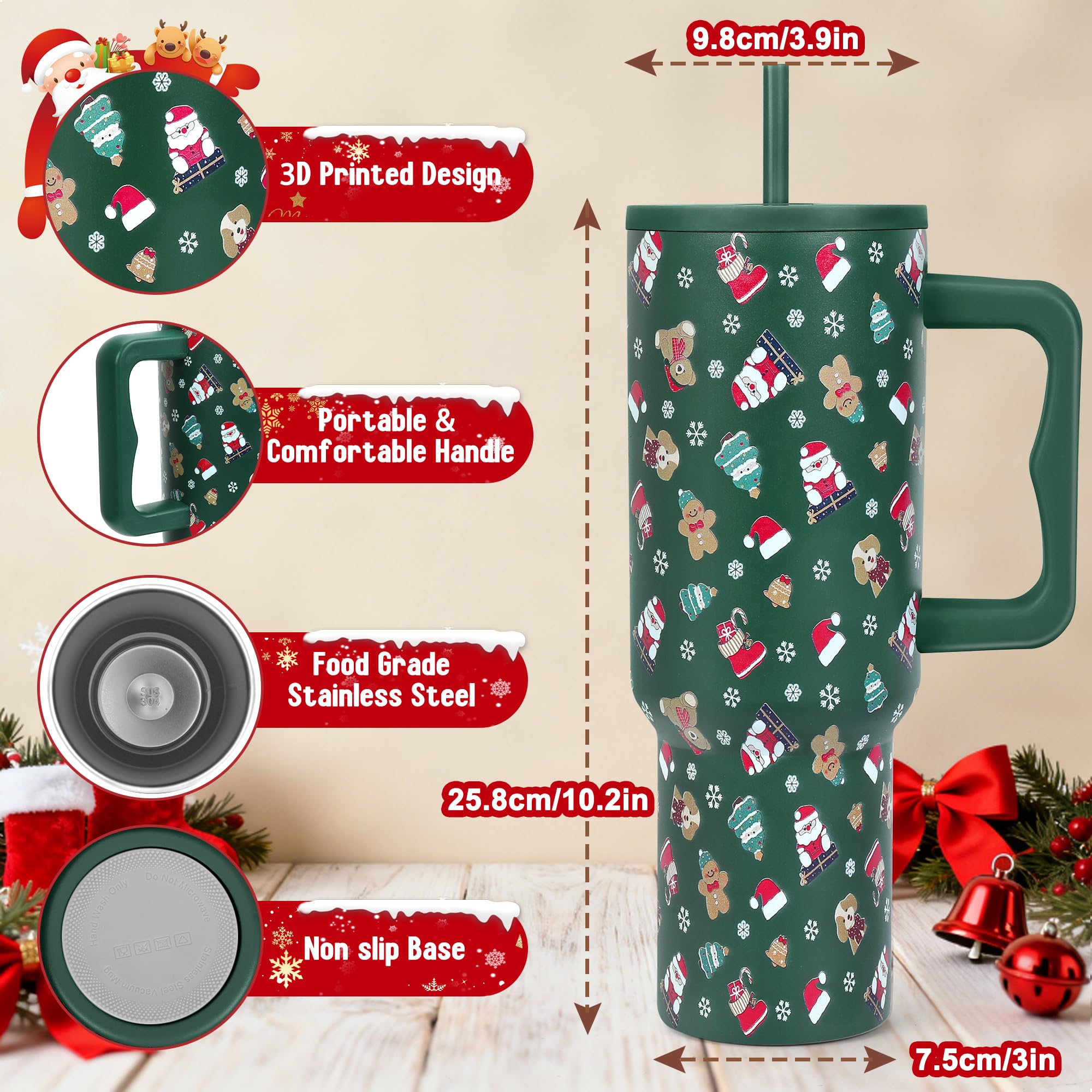Skywerc Tumbler diseño Navidad detalle, patrón festivo para uso diario.