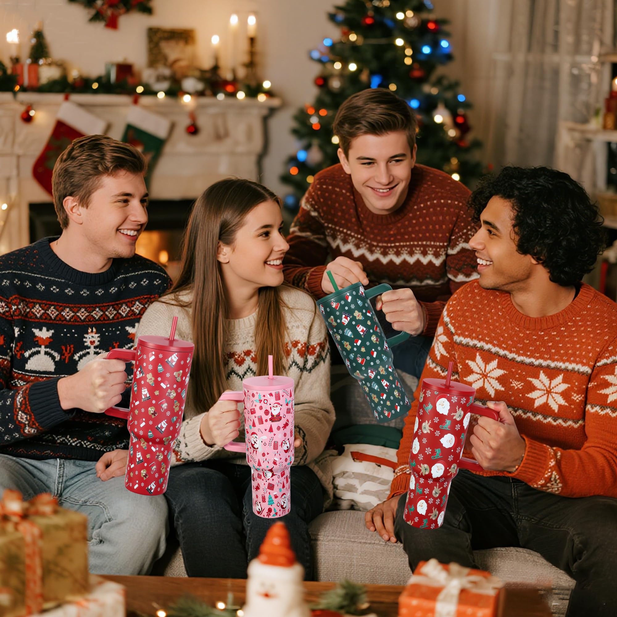 Skywerc tumbler navideño 40 onzas, rendimiento térmico para bebidas frías o calientes