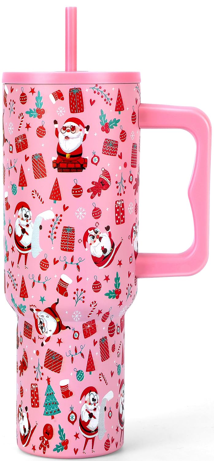 Skywerc tumbler navideño con Santa, ideal para bebidas festivas y regalos prácticos