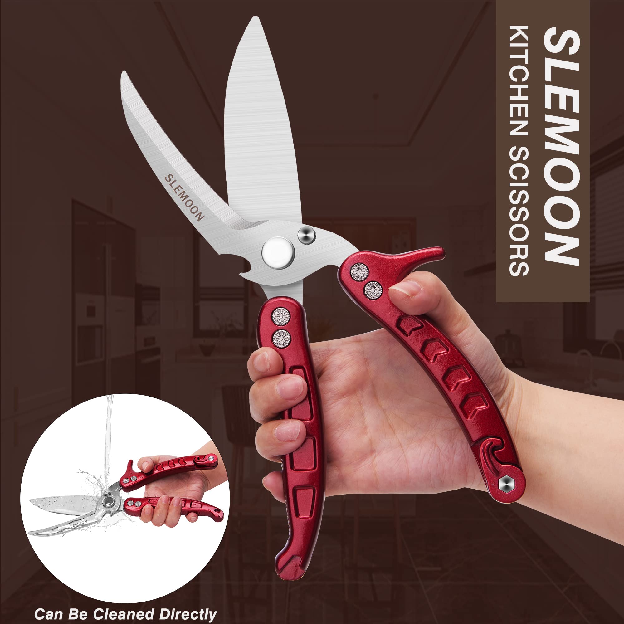 SLEMOON tijeras de cocina para pavo, filo robusto facilita desmembrar carnes grandes.