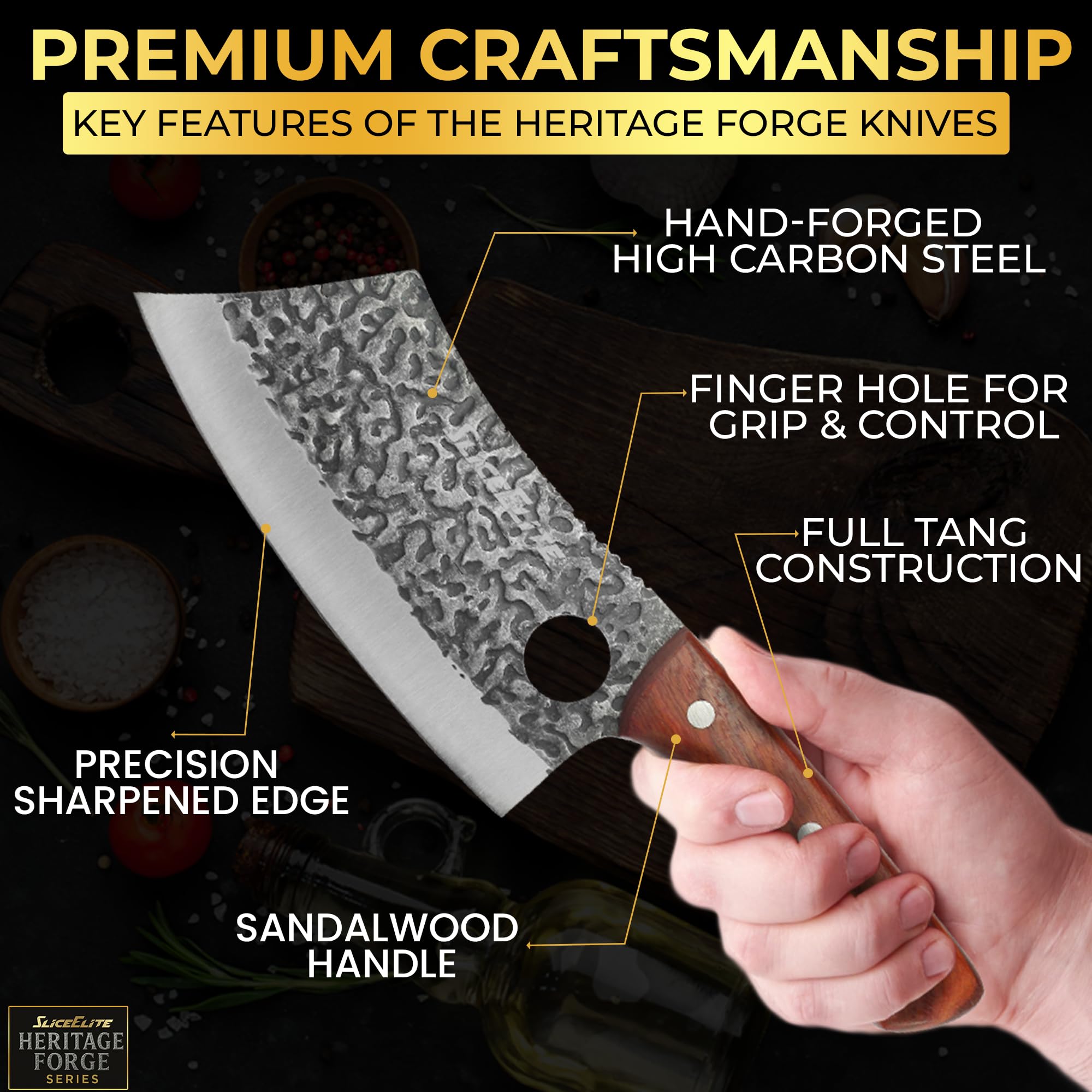 Mango ergonómico SliceElite, agarre cómodo para sesiones largas de cocina.