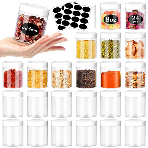 SLifeJars frascos 8oz claros con tapas blancas, almacenamiento visible y seguro