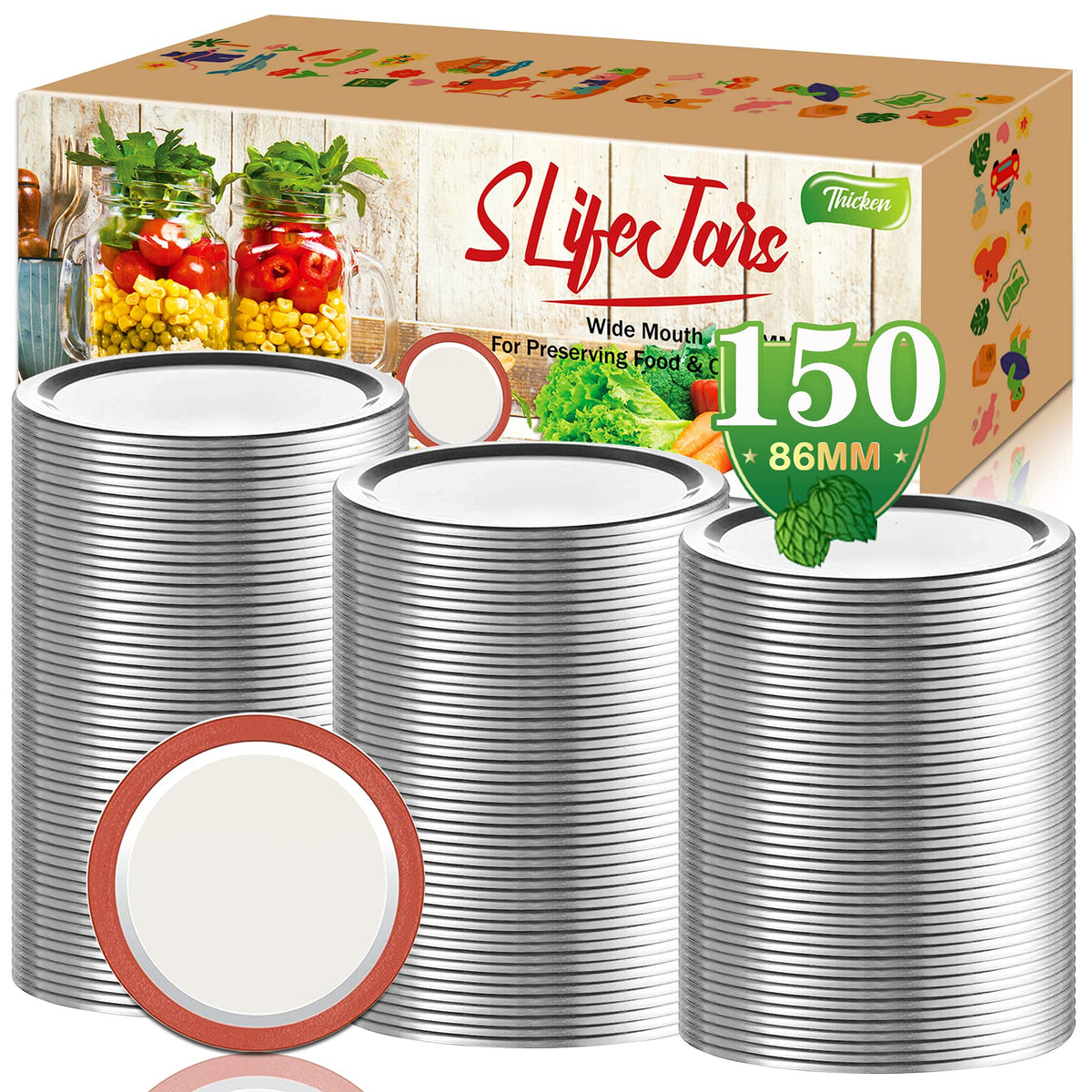 SLifeJars tapas boca ancha 86mm: mantiene al vacío y facilita almacenamiento de conservas.