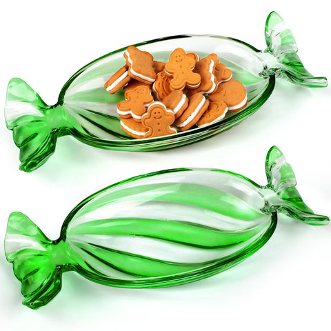 Bandeja Sliner verde con rayas, ideal para presentar dulces festivos con estilo.