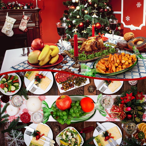 Bandeja Sliner versátil para sala, comedor o banquetes con estilo navideño.