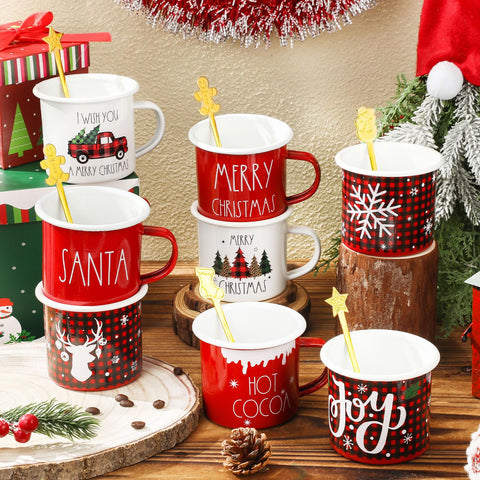 Conjunto Sliner de 8 tazas navideñas para disfrutar café caliente.