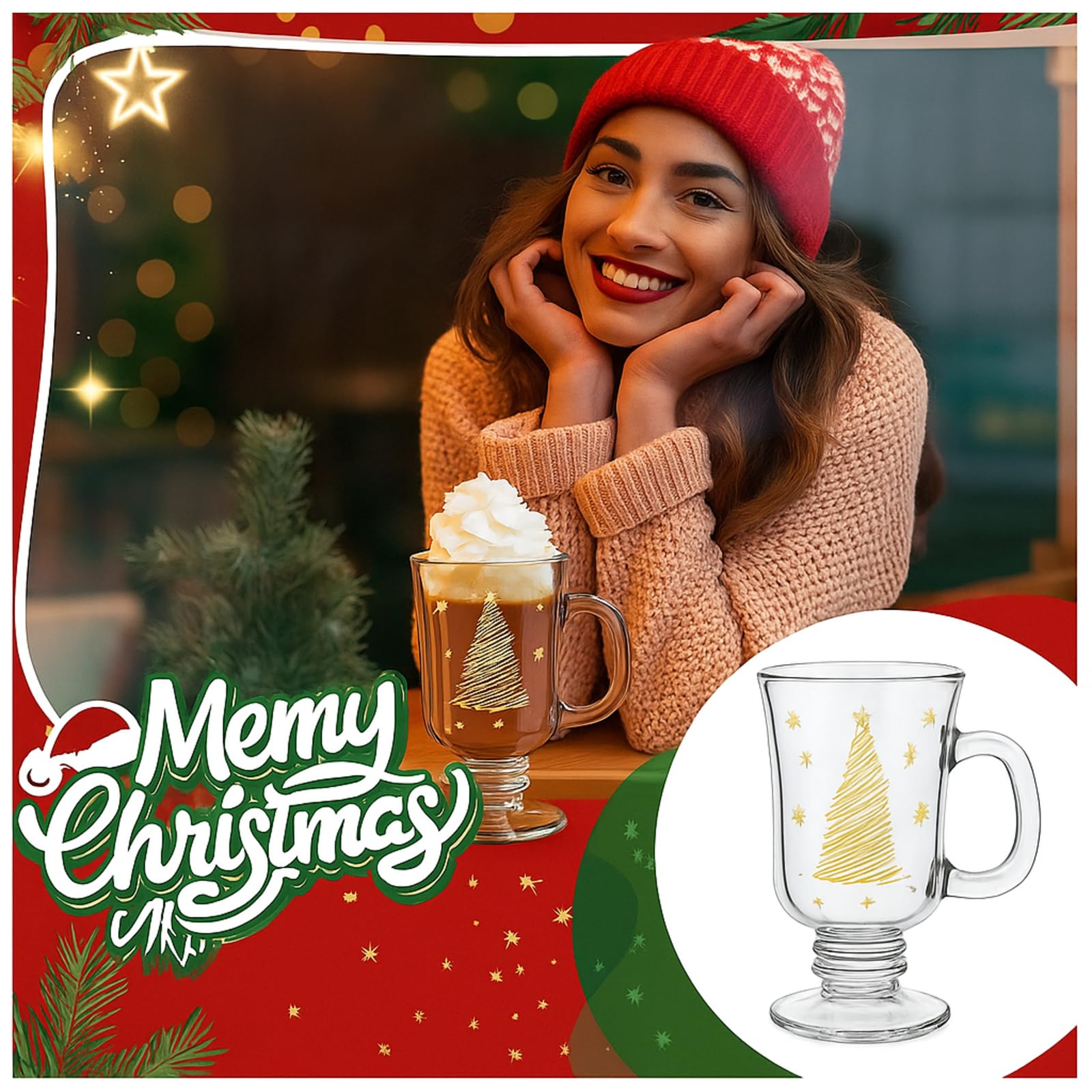 Vasos Sliner con copos de nieve en el diseño, ideales para servir chocolate caliente.
