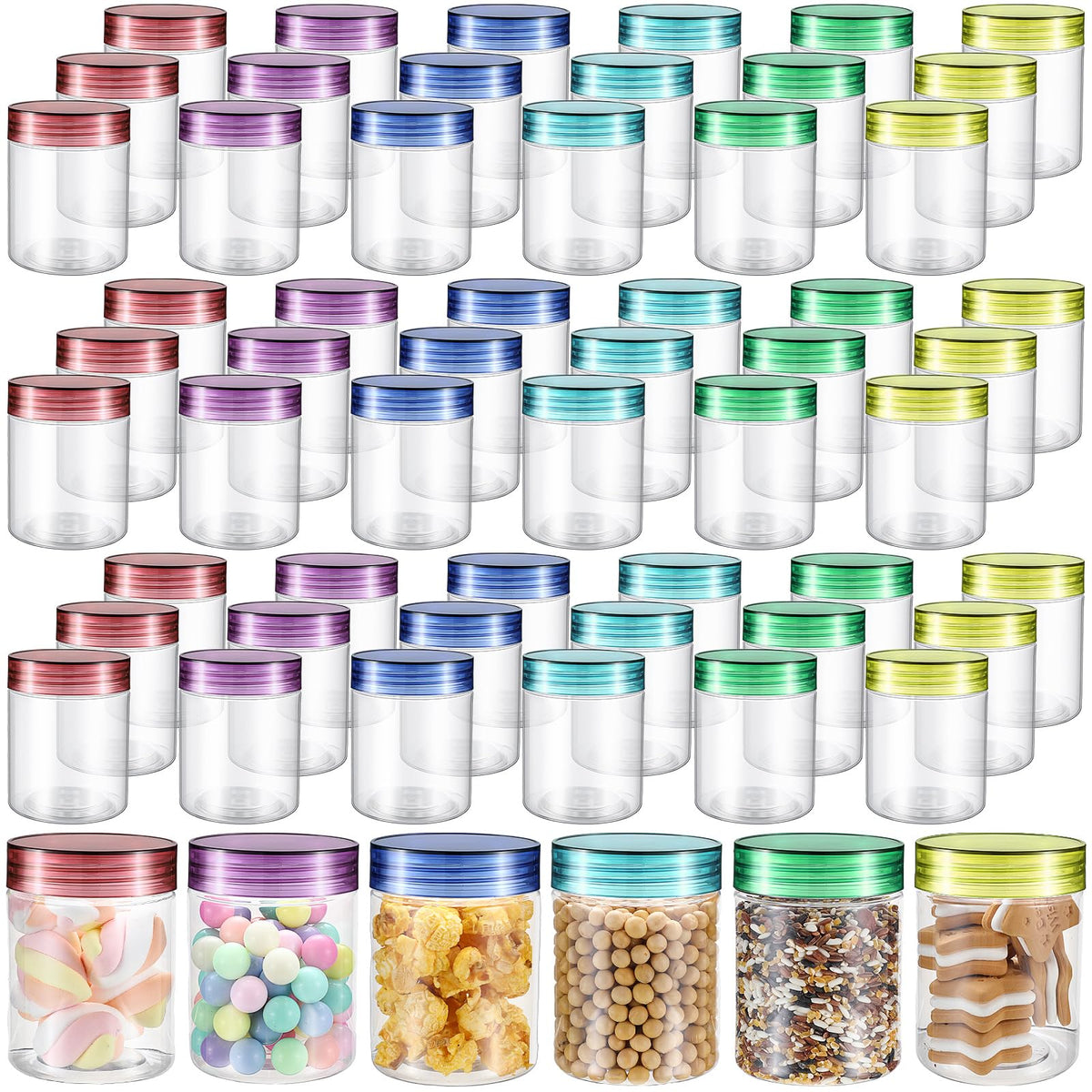 Conjunto de frascos Sliner 8 oz transparentes con tapas de colores para organización