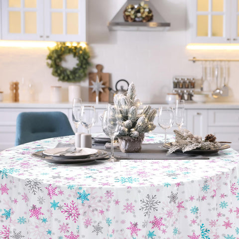 Mantel Sliner decorativo con copos de nieve aporta elegancia y protección.