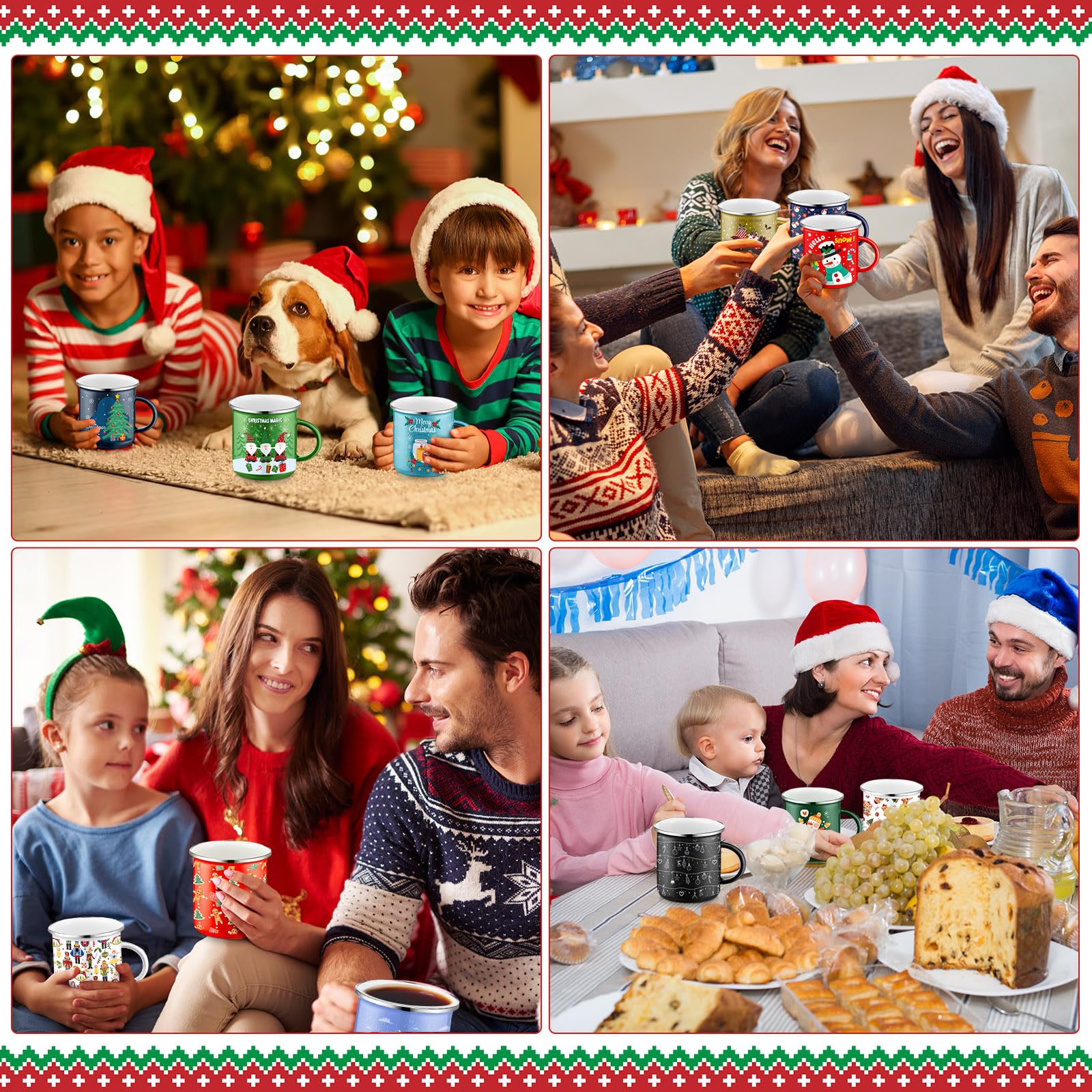 Juego de tazas esmaltadas Sliner para regalo navideño o familiares.