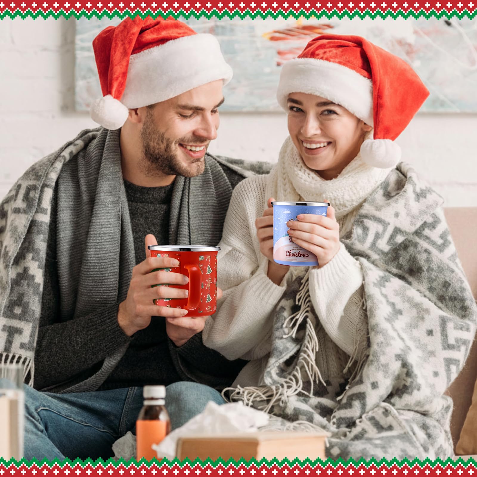 Taza esmaltada Sliner con árbol de Navidad, añade color a la vajilla.