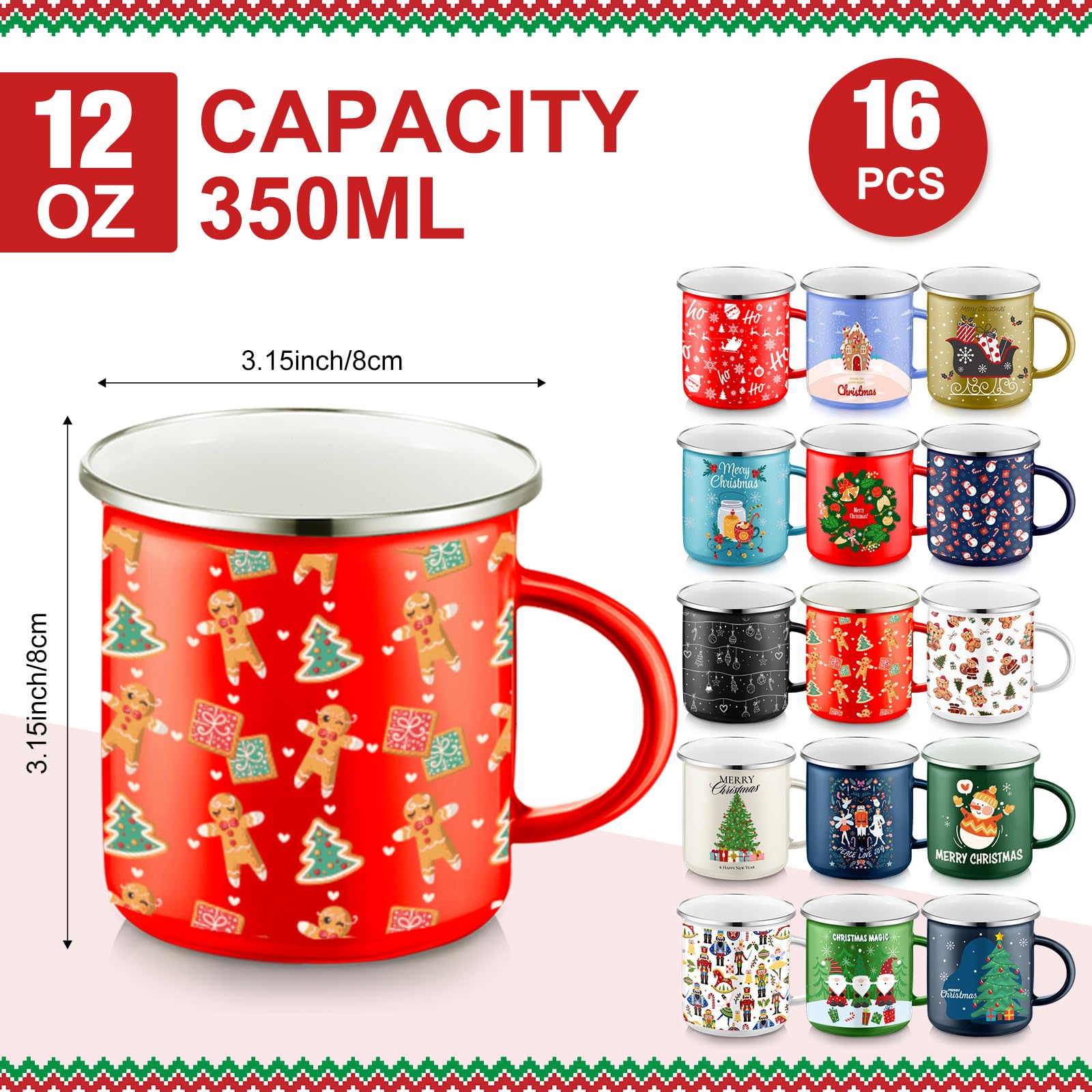 Taza esmaltada Sliner con Papá Noel, regalo festivo para la mesa navideña.