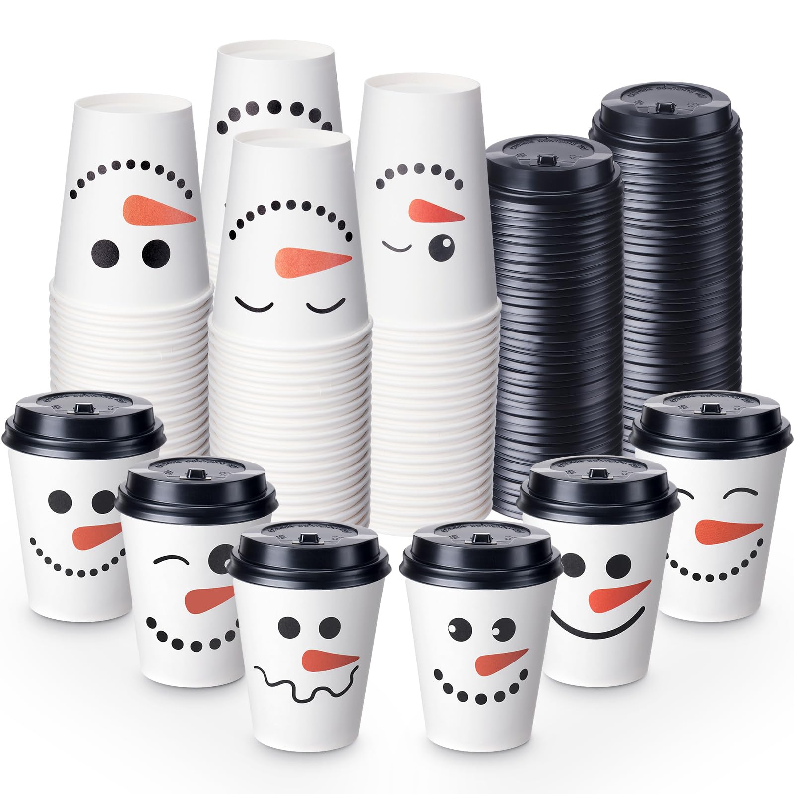Tazas Sliner navideñas con tapa y muñeco de nieve para bebidas calientes