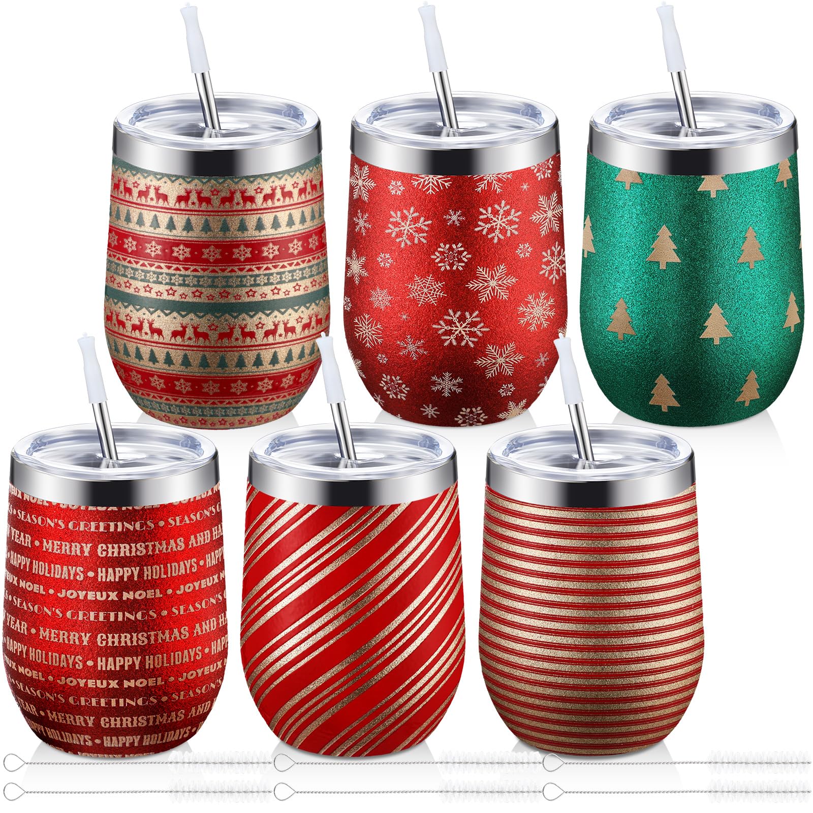 Copas Sliner con brillo navideño y capacidad de 12 onzas para ponche festivo.