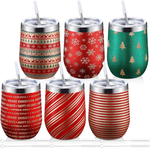 Copas Sliner con brillo navideño y capacidad de 12 onzas para ponche festivo.