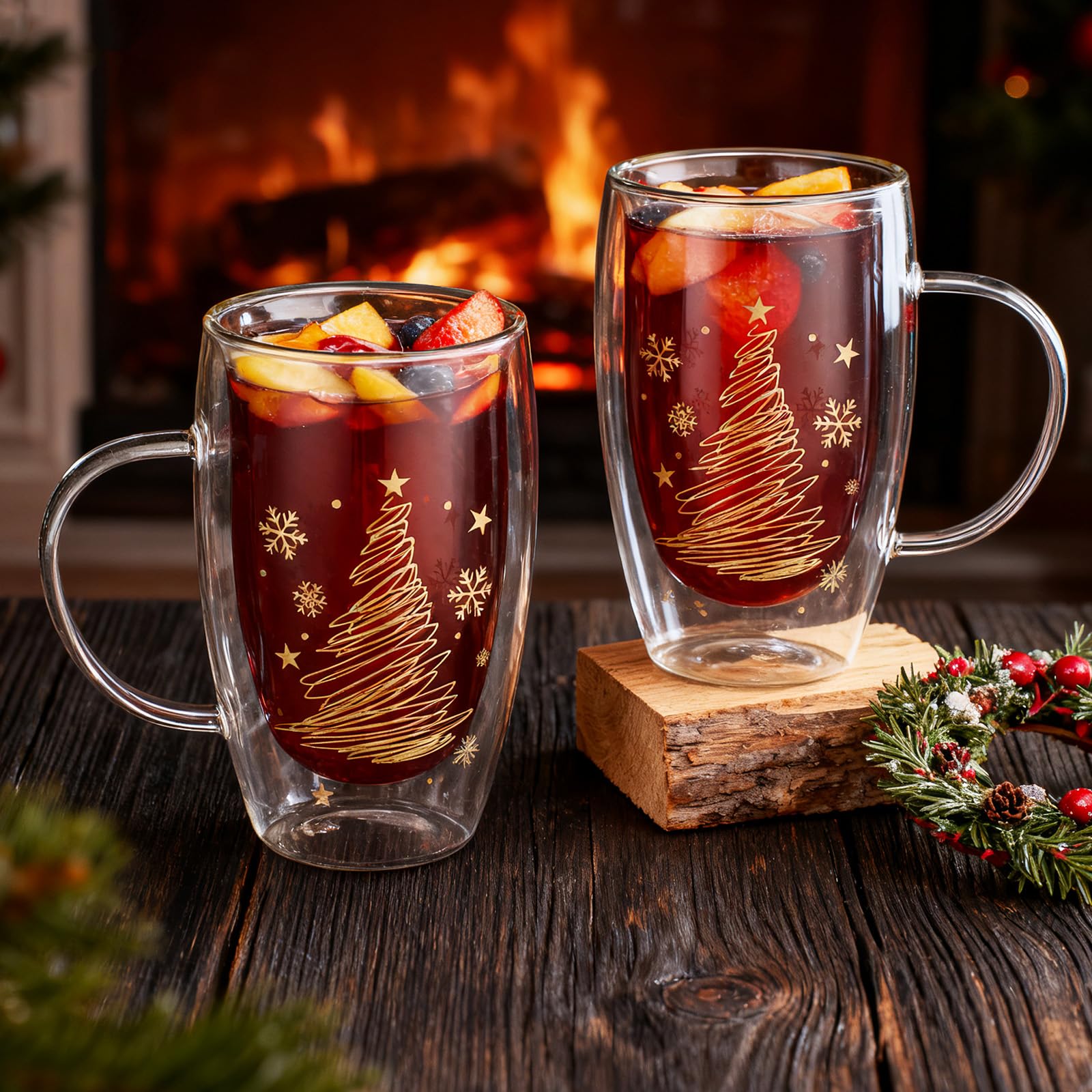 Sliner: patrones bastones canela arbol navidad crean ambiente cálido.
