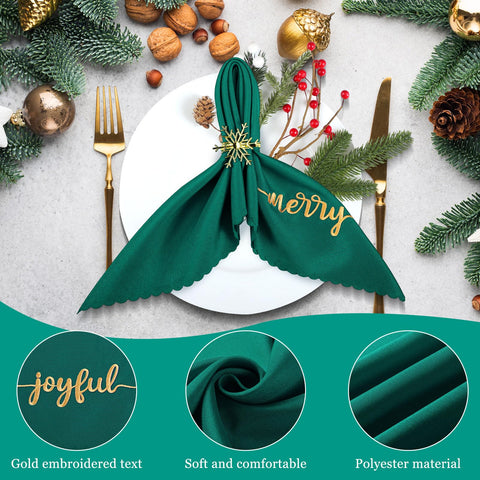 Sliner servilletas navidad verde bordado doradas para celebración