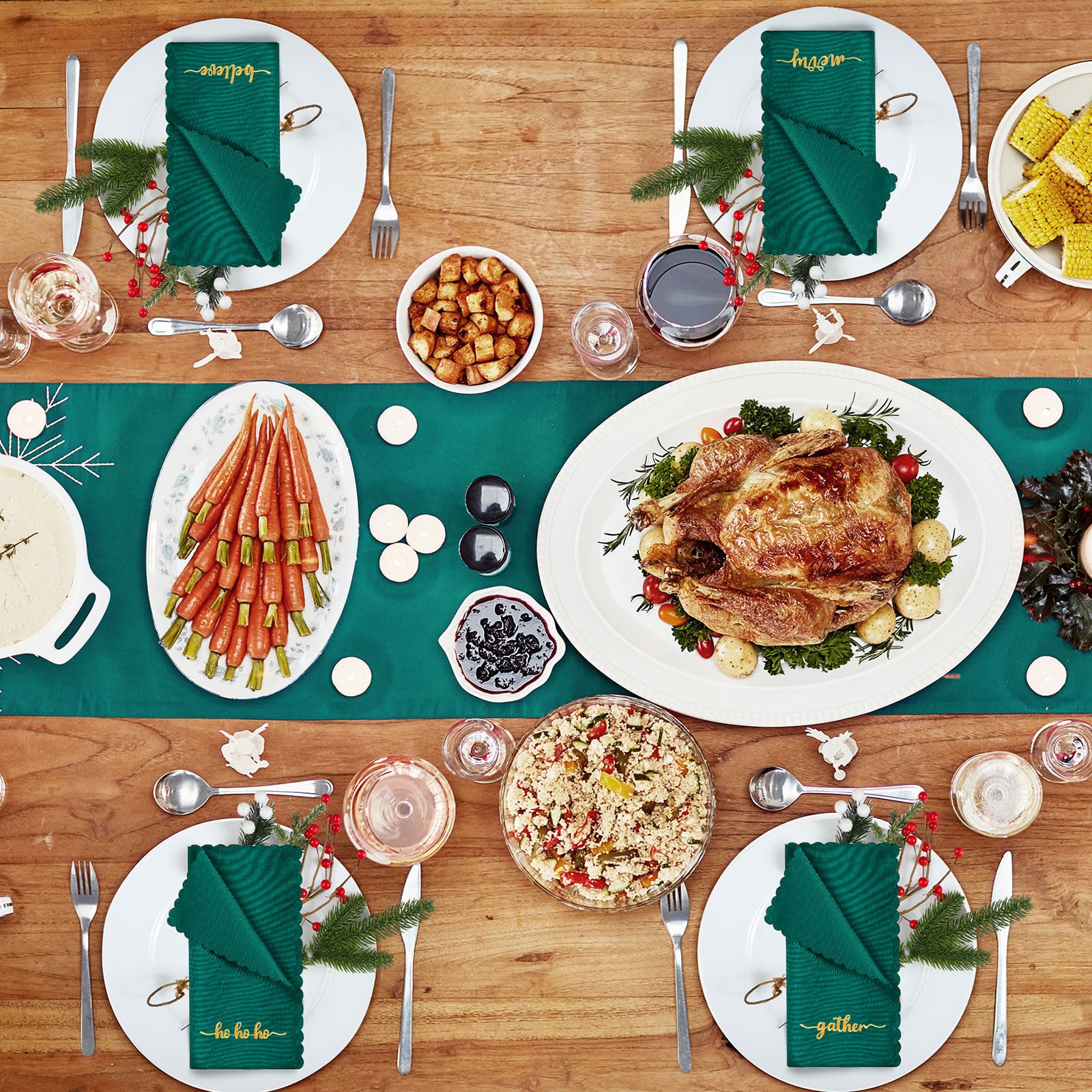 Sliner servilletas navidad verde decoracion de mesa 43x43