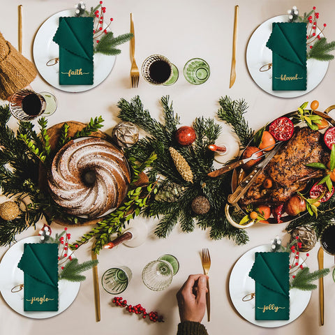 Sliner servilletas verde elegantes para eventos navideños
