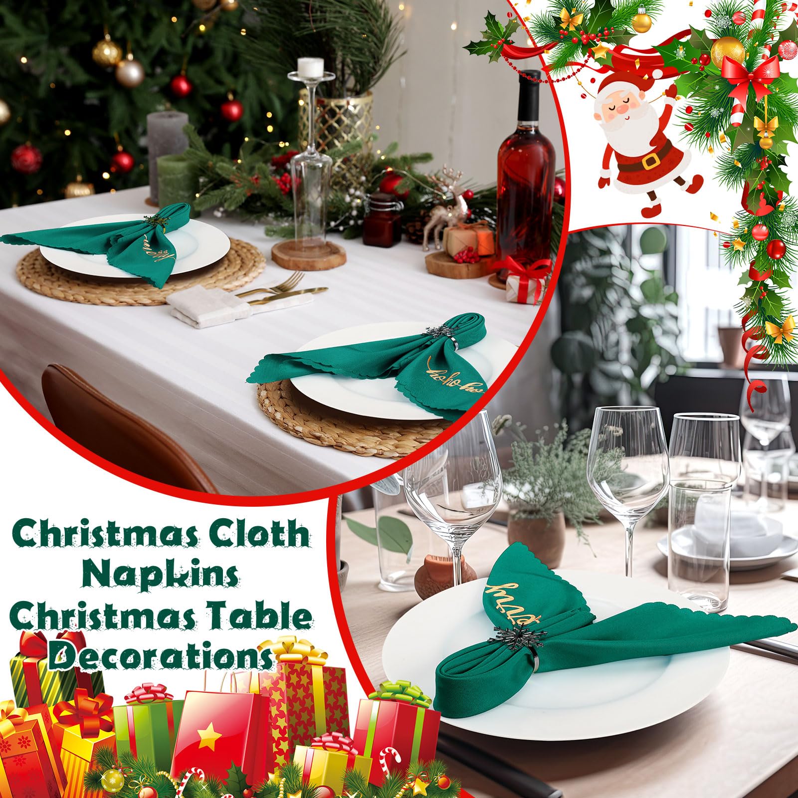 Sliner servilletas verde para cena navideña decoracion de mesa